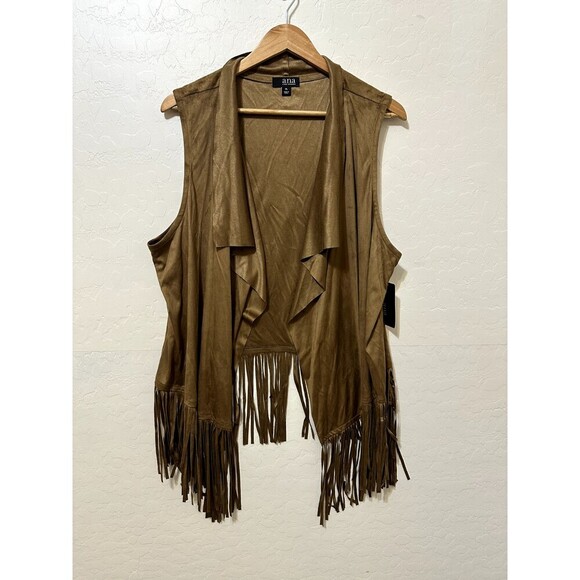 Ana Womans Fringe Vest Size XL Western Festival Beachy Boho Y2K Equestrian - Picture 1 of 12
